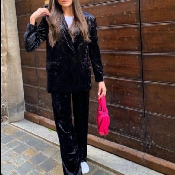 Zara Women NEW Limited Edition SILK BLEND Velvet Blazer TOBACCO 9342/928 - Picture 3 of 14